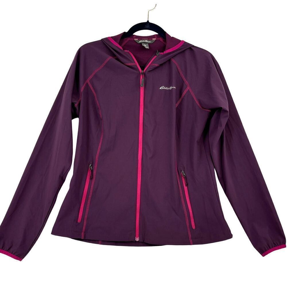 Eddie Bauer Hooded Jacket Women's Size M‎ Plum Purple Stretch Nylon Blend